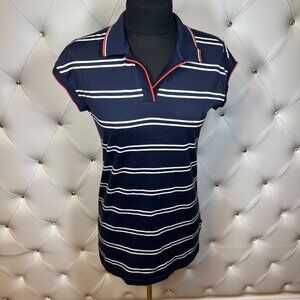 BangBang Jeans Navy Striped Polo Shirt Size S